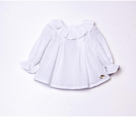 Baby girl's white plumeti blouse