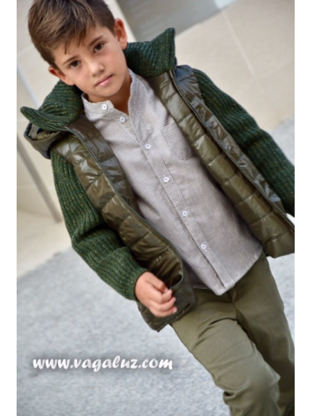 Boy's olive green and forest green coat