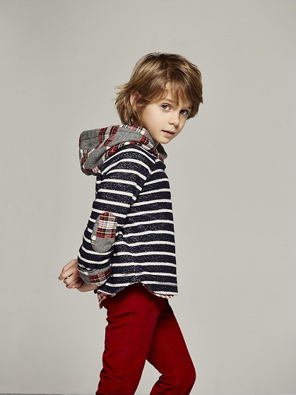 boy's hooded striped hooded top