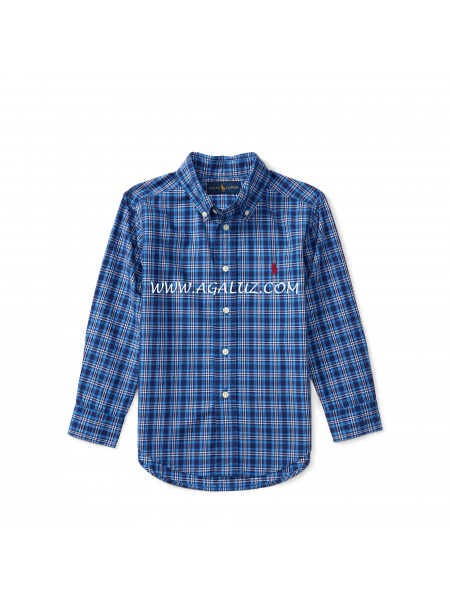 CAMISA NIÑO POLO RALPH LAUREN CUADROS AZULES talla m(10a12)
