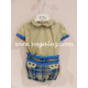 CONJUNTO NIÑO KOBEZ CUADROS AZULES Y CAMEL