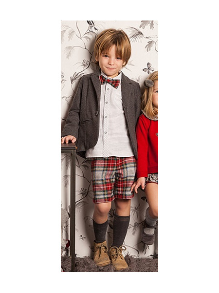 BERMUDA CON CAMISA NIÑO ROCHY ESCOCES ROJO