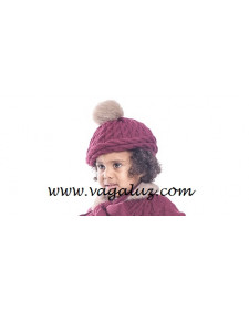 GIRLS GRANATE WOOL HAT