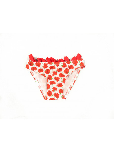 GIRLS RED FLOWERS PRINT BIKINI BOTTOM