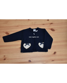 BABIES MARINE/BEIGE HEART CARDIGAN ROCHY