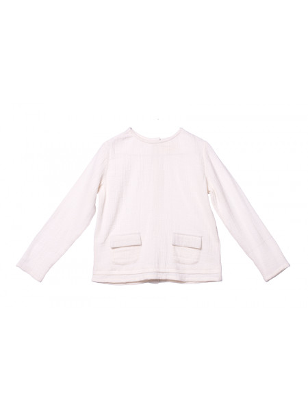 BLUSA DE NIÑA PLUMETI RAIN BLANCA BOLSILLOS