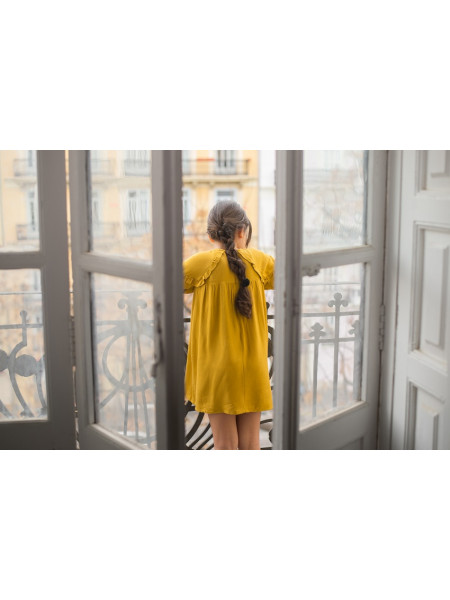 GIRL MUSTARD DRESS PLUMETI RAIN