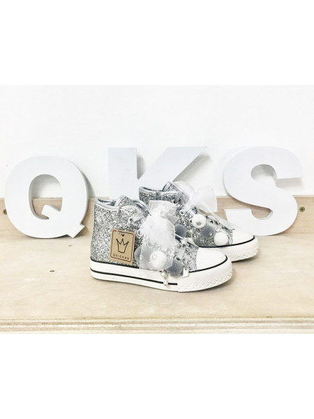 GIRL GLITTER BOOTS SILVER