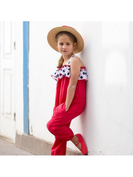 MONO DE NIÑA ROJO CON TOPOS KIDS CHOCOLATE