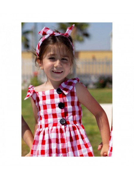 girls red check dress