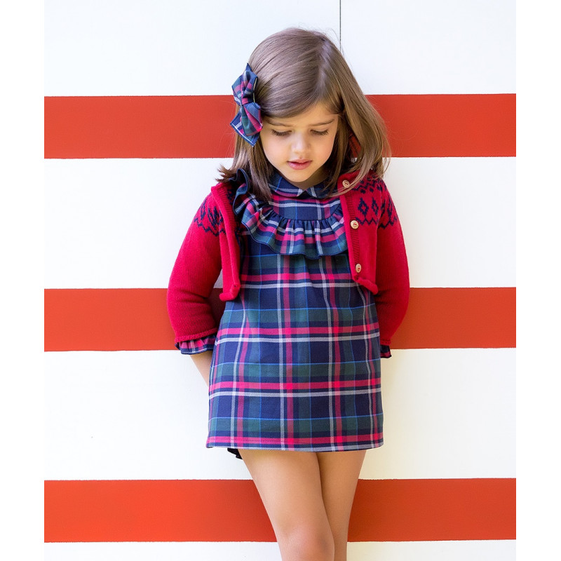 BABY GIRL DRESS AND KNICKERS KIDS CHOCOLATE TARTAN Vagaluz