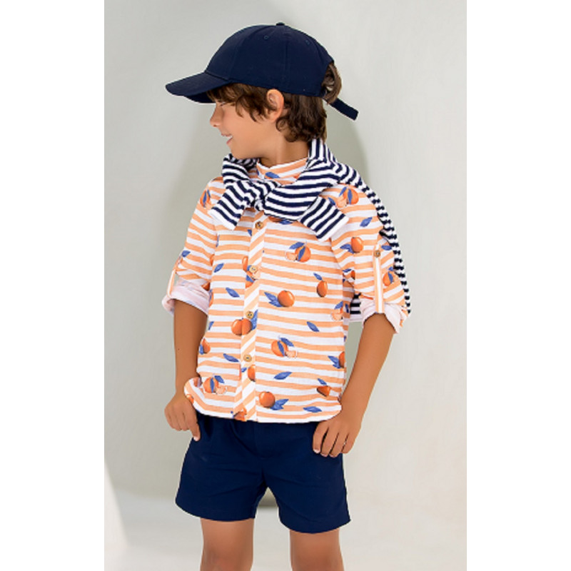 BOY ORANGES SHORT AND SHIRT KID´S CHOCOLATE