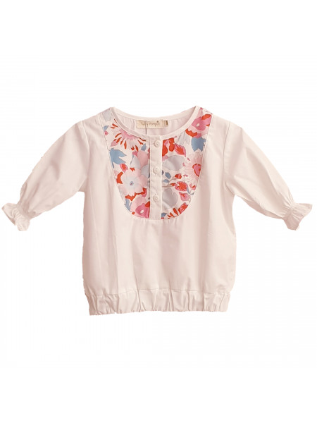 CAMISA DE NIÑA TUL Y POMPON PECHERA