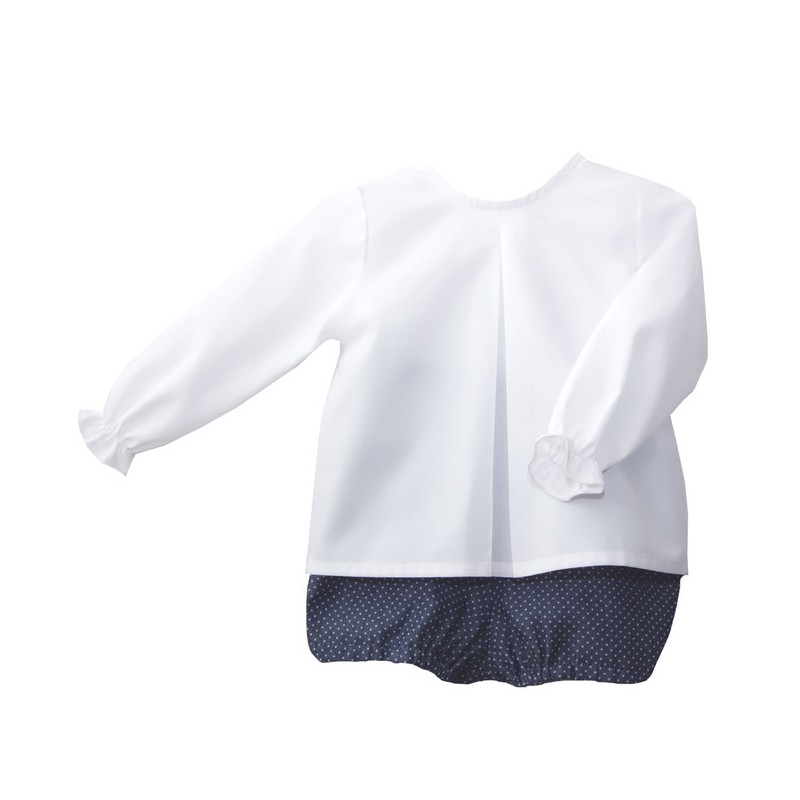 Conjunto de bombacho con blusa para niño de Eve Children blanco y azul marino