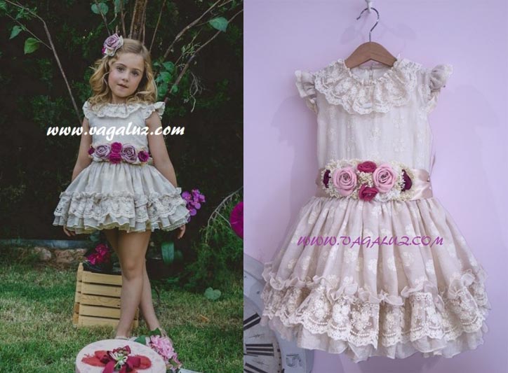 Vestido con vuelo rosa de La Amapola