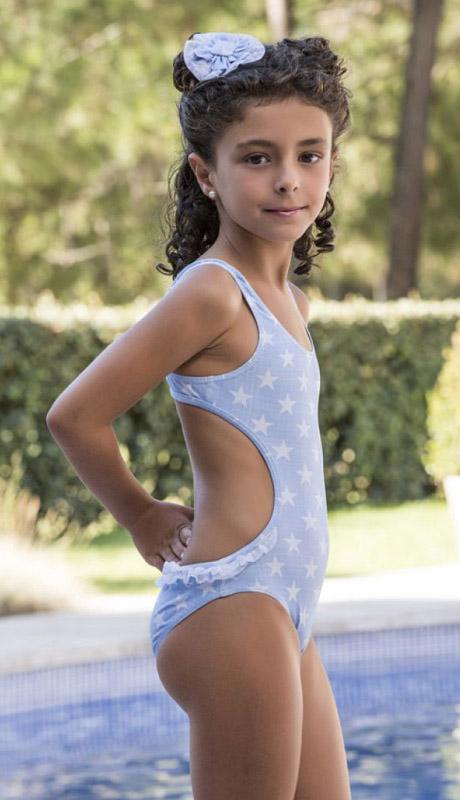 Trikini de niña color celeste Maricruz Xilófono verano 2016