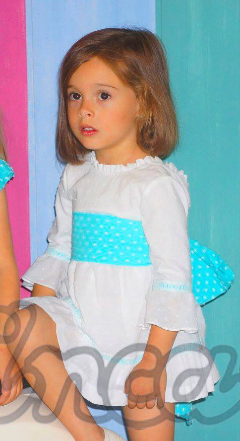 Vestido de niña marca Ancar blanco y azul primavera/verano 2016
